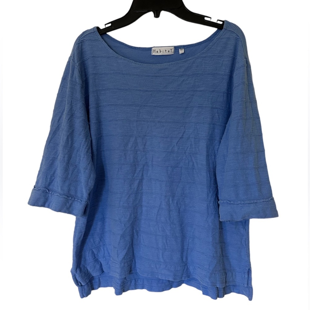 Habitat Cotton oversized 3/4 sleeve blue top
